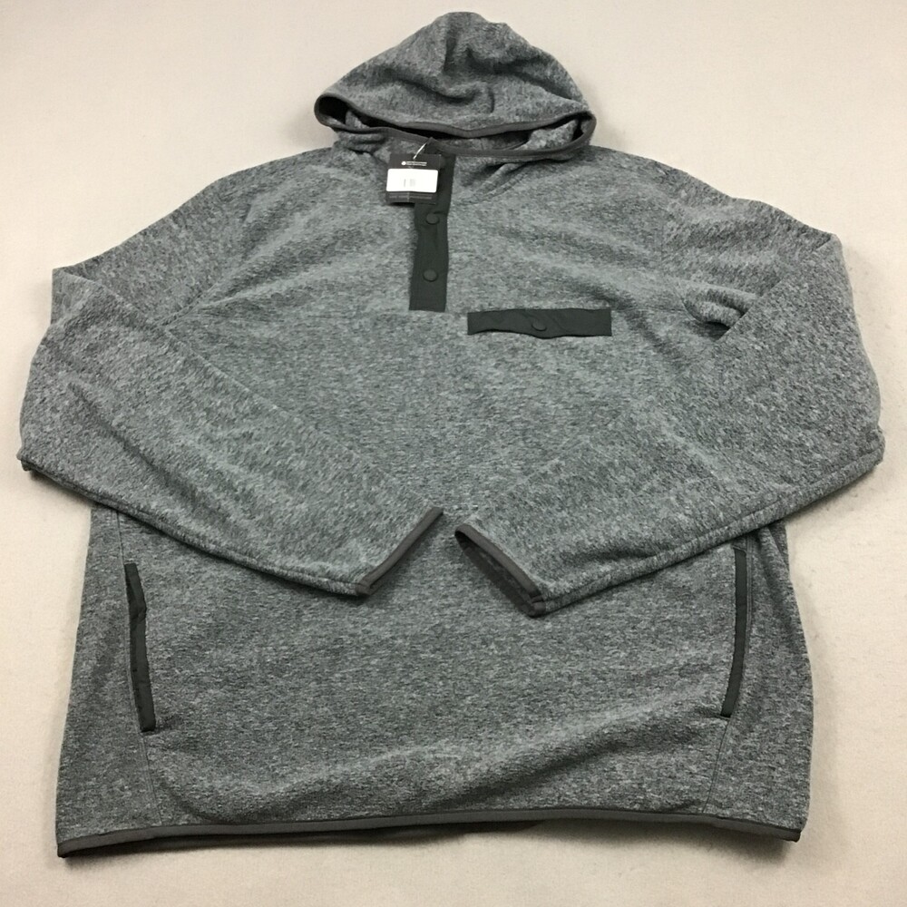 Eddie Bauer Sweater Men Extra Large Tall Gray Mt Chutes Anorak Fleece Pullover